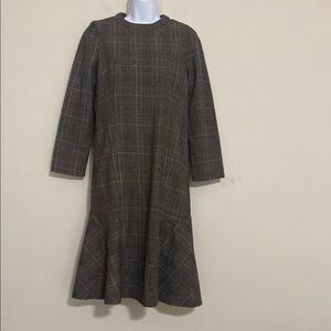 Nain Atelier handmade Plaid Brown Dress women M luxury academia Y2K event formal
